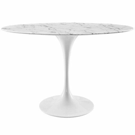 EAST END IMPORTS Lippa Oval-Shaped Artificial Marble Dining Table, White - 48 in. EEI-2021-WHI